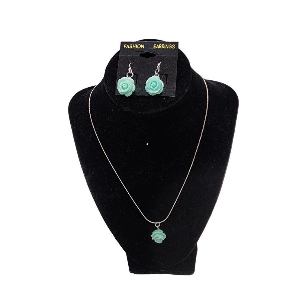 #42. Custom Necklace & earrings Rose Hypoallergenic